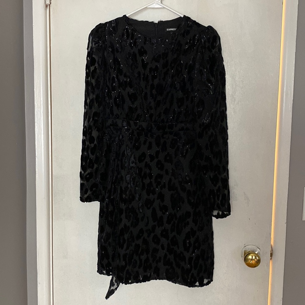 Express animal print black dress